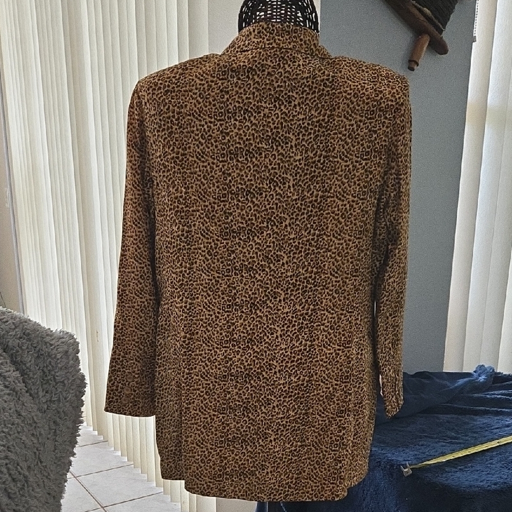 Diane Gilman Women's Leaopard Print Silk Sport Blazer-Size 16 - Picture 5 of 10